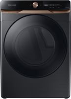 Samsung - 7.5 Cu. Ft. Stackable Smart Electric Dryer with Steam and Super Speed Dry - Brushed Black - Large Front