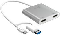 j5create - USB-C to Dual HDMI Multi-Monitor Adapter - Silver - Large Front