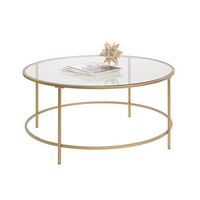 Sauder - International Lux Round Coffee Table - Gold/Clear - Large Front