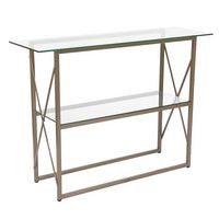 Alamont Home - Mar Vista Collection Glass Console Table with Criss Cross Matte Frame - Clear/Matt... - Large Front