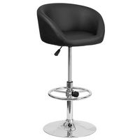 Alamont Home - Contemporary Adjustable Height Barstool - Black Vinyl - Large Front