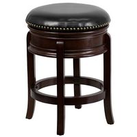 Alamont Home - 24'' High Backless Wood Counter Height Stool with Carved Apron and LeatherSoft Swi... - Large Front