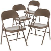 Alamont Home - Hercules Series Double Braced Metal Folding Chair (set of 4) - Beige - Large Front