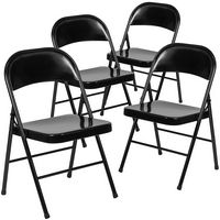 Flash Furniture - Hercules Series Double Braced Metal Folding Chair (set of 4) - Black - Large Front