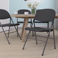 Alamont Home - Hercules Series Plastic Folding Chair (set of 4) - Black - Large Front