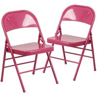 Alamont Home - Hercules Colorburst Series Double Hinged Metal Folding Chair (set of 2) - Shocking... - Large Front
