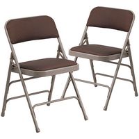 Alamont Home - Hercules Fabric Upholstered Folding Chair (set of 2) - Brown Patterned - Large Front