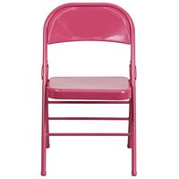 Alamont Home - Hercules Metal Upholstered Folding Chair (set of 4) - Shockingly Fuchsia - Large Front