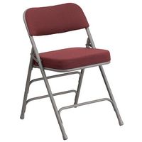 Alamont Home - Hercules Series Curved Triple Braced Fabric Metal Folding Chair - Burgundy - Large Front