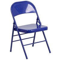 Alamont Home - Hercules Metal Upholstered Folding Chair - Cobalt Blue - Large Front