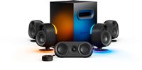 SteelSeries - Arena 9 5.1 Bluetooth Gaming Speakers with RGB Lighting (6 Piece) - Black - Large Front