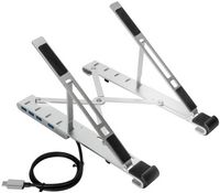 Targus - Portable Laptop Stand + Integrated USB-A Hub - Silver - Large Front