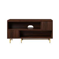 Walker Edison - Contemporary Extendable Fluted-Door TV Stand for Most TVs up to 55” - Dark Walnut... - Large Front