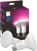 Philips - Hue BR30 Bluetooth 85W Smart LED Bulb (2-Pack) - White and Color Ambiance - Large Front
