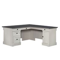 Sauder - Palladia L-Shaped Desk - White/Black - Large Front