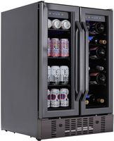 NewAir - 18 Bottle and 58 Can Built-in Dual Zone Wine and Beverage Cooler with French Doors and A... - Large Front