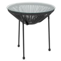 Alamont Home - Valencia Round Contemporary Glass Rattan Table - Black - Large Front