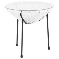 Alamont Home - Valencia Round Contemporary Glass Rattan Table - White - Large Front