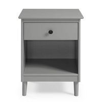 Walker Edison - Classic Solid Wood 1-Drawer Nightstand - Gray - Large Front