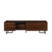 Walker Edison - Contemporary Low TV Stand for TVs up to 65” - Dark Walnut - Large Front
