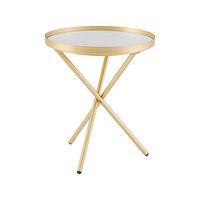 Walker Edison - Contemporary Tray-Top Faux Marble Round Side Table - Gold/Grey Marble - Large Front