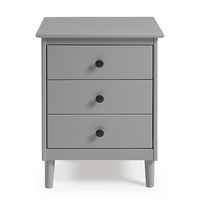 Walker Edison - Transitional Solid Wood 3-Drawer Nightstand - Gray - Large Front
