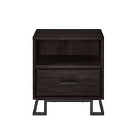 Walker Edison - Contemporary 1-Drawer Metal and Wood Nightstand - Charcoal - Large Front