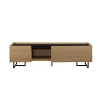 Walker Edison - Contemporary Low TV Stand for TVs up to 65” - Coastal Oak - Large Front