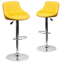 Alamont Home - Caldwell Contemporary Vinyl Barstool (set of 2) - Yellow - Large Front