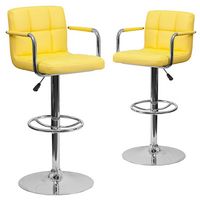 Alamont Home - Genna Contemporary Vinyl Barstool (set of 2) - Yellow - Large Front