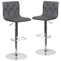 Flash Furniture - Sammie Contemporary Vinyl Barstool (set of 2) - Gray - Large Front