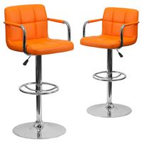 Alamont Home - Genna Contemporary Vinyl Barstool (set of 2) - Orange - Large Front