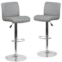 Alamont Home - Marietta Contemporary Vinyl Barstool (set of 2) - Gray - Large Front