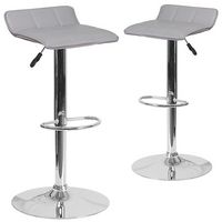 Alamont Home - Alice Contemporary Vinyl Barstool (set of 2) - Gray - Large Front