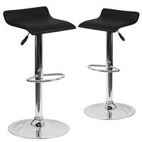 Alamont Home - Athens Contemporary Vinyl Barstool (set of 2) - Black - Large Front