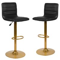 Alamont Home - Vincent Contemporary Vinyl Barstool (set of 2) - Black - Large Front