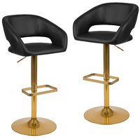 Alamont Home - Erik Contemporary Vinyl Barstool (set of 2) - Black - Large Front