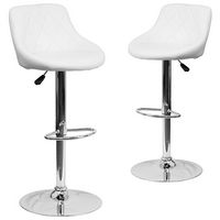 Alamont Home - Caldwell Contemporary Vinyl Barstool (set of 2) - White - Large Front
