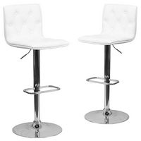 Flash Furniture - Sammie Contemporary Vinyl Barstool (set of 2) - White - Large Front
