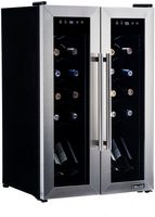 NewAir - 24-Bottle Dual Zone Wine Cooler with French Doors - Stainless Steel - Large Front