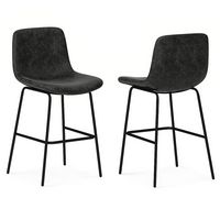 Simpli Home - Jolie Counter Height Stool (Set of 2) - Distressed Charcoal Grey - Large Front