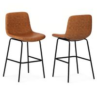 Simpli Home - Jolie Counter Height Stool (Set of 2) - Camel Brown - Large Front