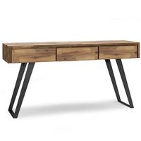 Simpli Home - Lowry Console Sofa Table - Distressed Golden Wheat - Large Front