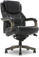 La-Z-Boy - Delano Big & Tall Bonded Leather Executive Chair - Jet Black/Gray Wood - Large Front