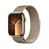 Apple Watch Series 9 (GPS + Cellular) 45mm Gold Stainless Steel Case with Gold Milanese Loop with... - Large Front