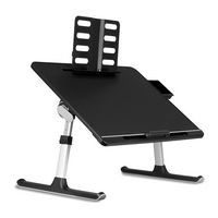 Aluratek - Adjustable non-slip Laptop Stand/Table with Drawer and Tablet Holder - Black - Large Front