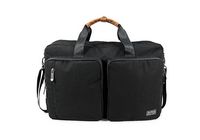 PKG - Trenton 31L Recycled Messenger Bag with Garment Compartment - Black/Tan - Large Front