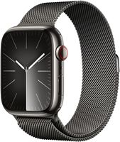 Apple Watch Series 9 (GPS + Cellular) 45mm Graphite Stainless Steel Case with Graphite Milanese L... - Large Front