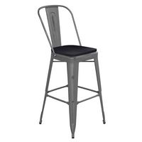 Alamont Home - Lincoln Contemporary Resin Bar Height Stool - Clear Coated/Black - Large Front