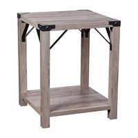 Alamont Home - 2-Tier Side Table with Metal Side Braces and Corner Caps - Gray Wash - Large Front